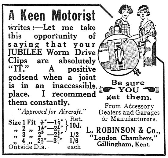 L.Robinson & Co Jubilee Worm Drive Clip For Aeroplane Use        