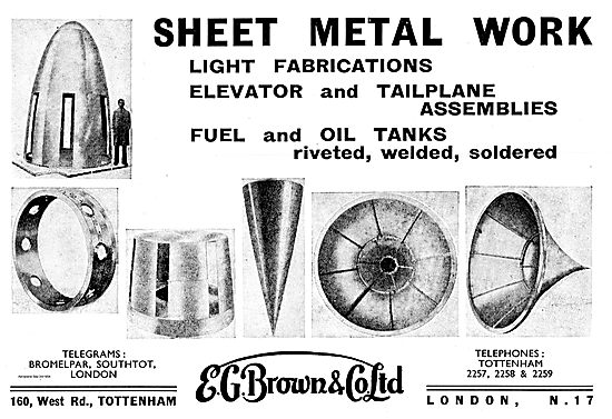 E.G.Brown Light Fabrications. Aircraft Fuel & Oil Tanks          