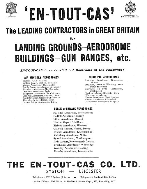 En-Tout-Cas Aerodromes & Hangars - Firing Ranges                 