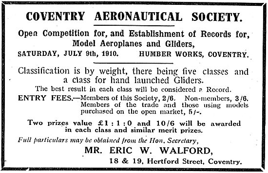Coventry Aeronautical Society Model Aircraft Competition         