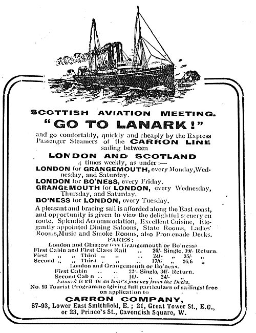 Details Of Carron Line Sailings To The Scottish Aviation Meeting 