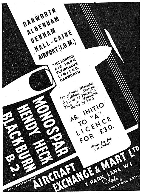 Aircraft Exchange & Mart - Hendy heck - Monospar - Blackburn B2  