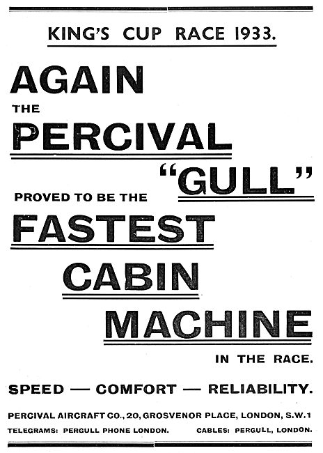 Percival Gull - King's Cup 1933                                  