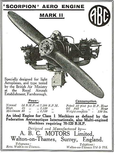 ABC New Scorpion Mark II 1500 c.c. Aero Engine                   