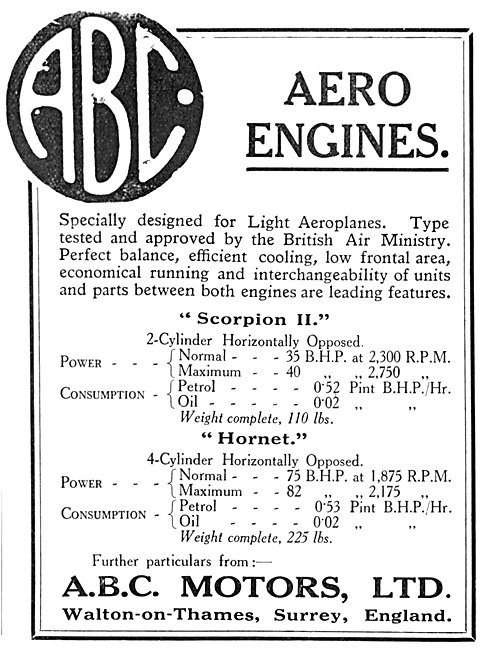 ABC Scorpion II   ABC Hornet  ABC Aero Engines 1930              