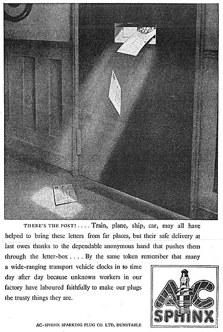 A.C.Sphinx Sparking Plugs 1942 Advert                            