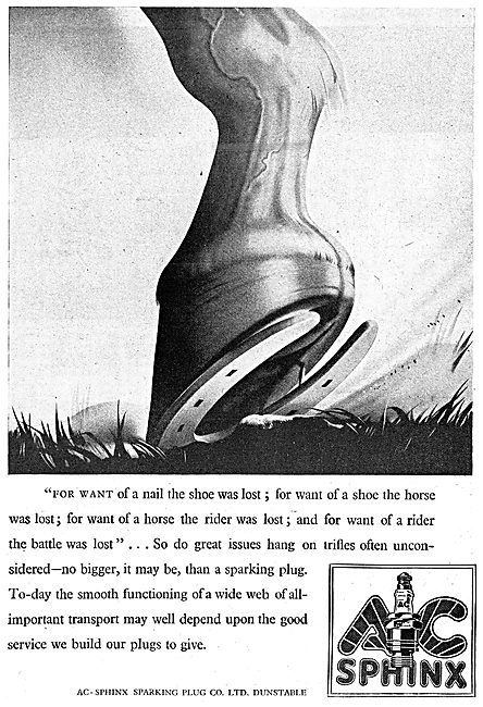 A.C.Sphinx Sparking Plugs 1943 Advert                            