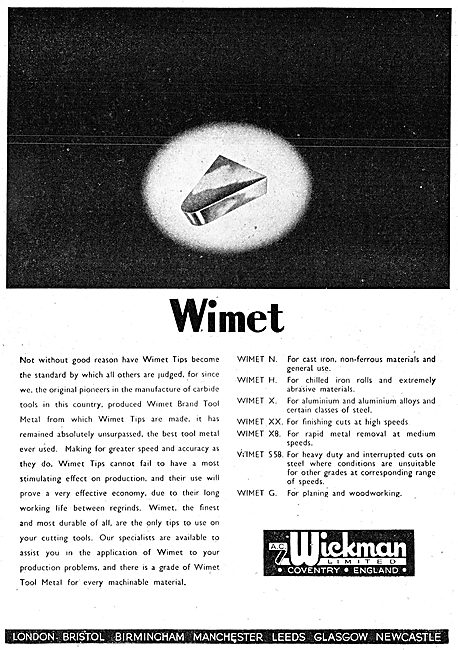 A.C. Wickman Wimet Machine Tools & Tool Tips                     