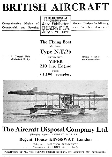 ADC Aircraft - The Aircraft Disposal Company  Flying Boat N.T.2B 