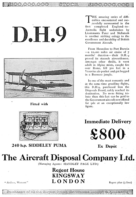 ADC Aircraft - Airdisco - The Aircraft Disposal Company D.H.9    
