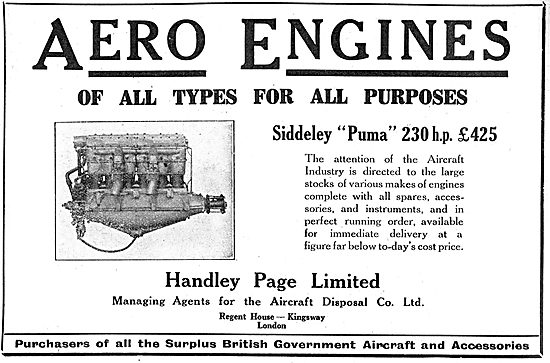 ADC Aircraft - Hamdley Page : Siddeley Puma 230 HP Engines       