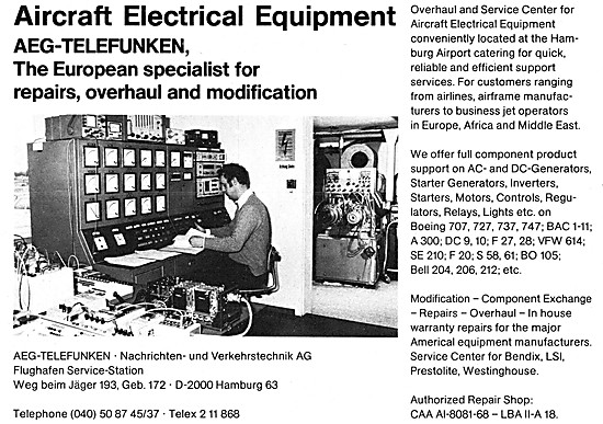 AEG-Telefunken. Hamburg Service Centre For Airport Equipment     