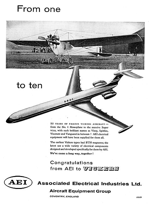 AEI Congratulates Vickers On Their VC10 Airliner                 
