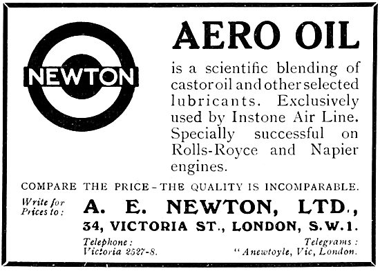 A.E.Newton. Newton Aero Oil 1922                                 