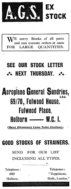 Aeroplane General Sundries Ltd  - AGS Parts                      