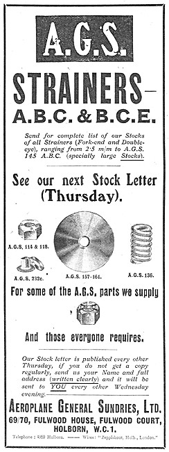 Aeroplane General Sundries AGS Parts Stockists                   