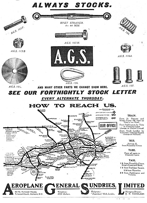 Aeroplane General Sundries AGS Parts Stockists                   