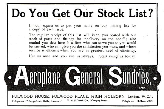 Aeroplane General Sundries Ltd - Aircraft Supplies               