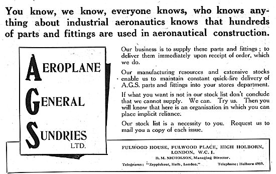 Aeroplane General Sundries Ltd - Fulwood Place Holborn           