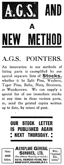 Aeroplane General Sundries Ltd - AGS Parts                       