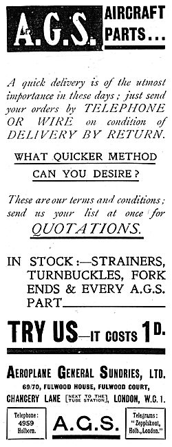 Aeroplane General Sundries Ltd -   AGS Parts                     