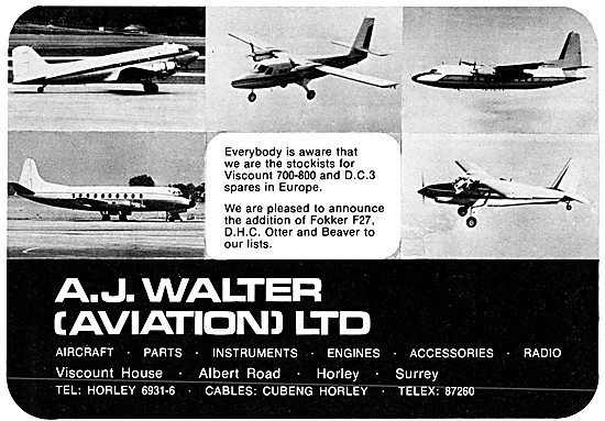 A.J.Walter Aircraft Sales & Spares Stockists                     