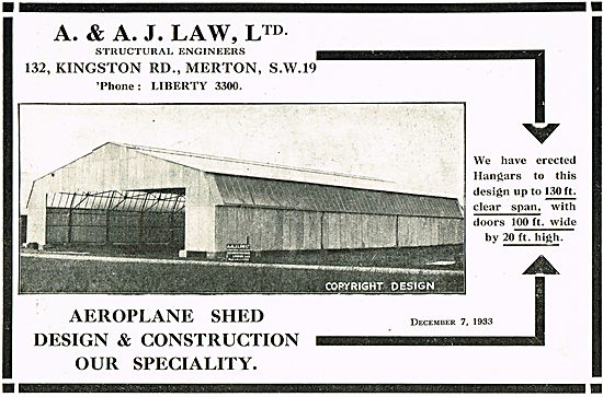 A J Law Aeroplane Shed Design And Construction                   