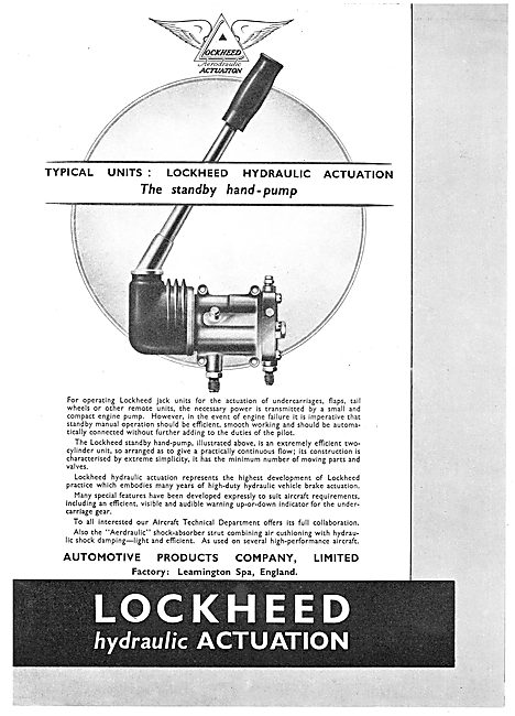 Lockheed Hydraulic Standby Hand Pumps                            