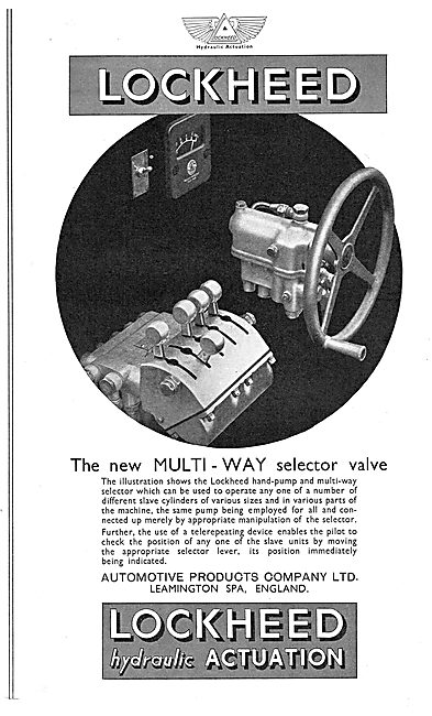 Lockheed Hydraulic Components For Aircraft - Selector Valves     