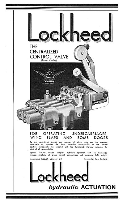 Lockheed Hydraulic Components For Aircraft - Control Valves      