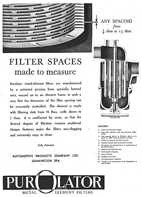 Automotive Products - Purolator Filters                          
