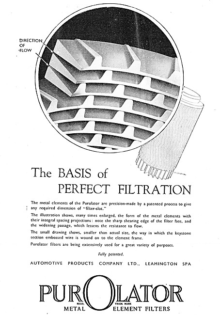 Automotive Products- Lockheed Purolator Metal Element Filters    