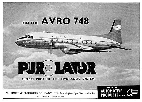 Automotive Products - Purolator Filters For The Avro 748         