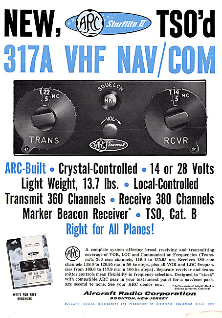 ARC Aircraft Radio Corporation. ARC 317A VHF Nav/Com             