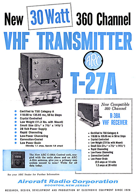 ARC T-27A  Transmitter Receiver -  Aircraft Radio Corporation    