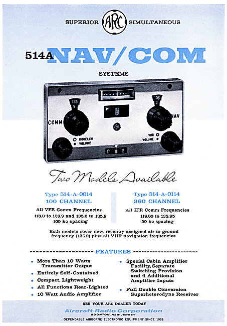 ARC 514A  Nav/Com - Aircraft Radio Corporation 1963              