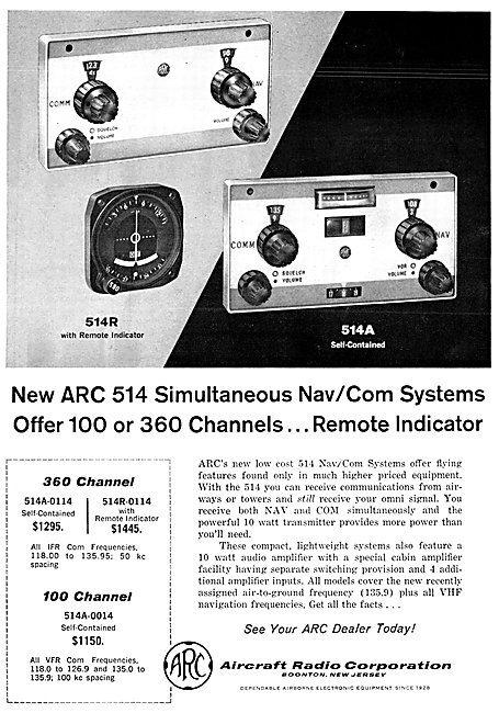 ARC Aircraft Radio Corporation - ARC 514 Nav/Com 1964            