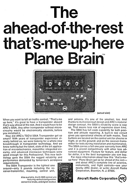 ARC Avionics Aircraft Radio Corporation 1968                     