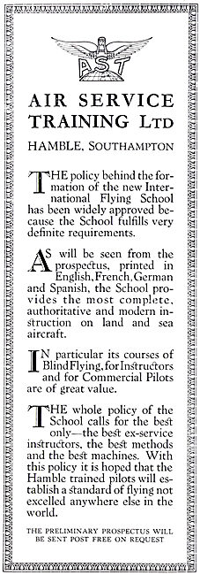 Air Service Training  AST Hamble  Flying Training 1931           