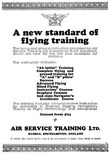 Air Service Training  AST Hamble  Flying Training 1931           