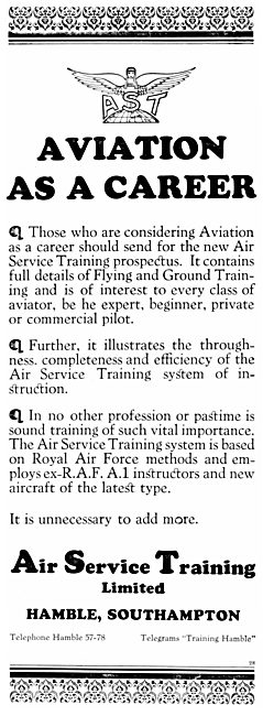 Air Service Training  AST Hamble  Flying Training 1931           