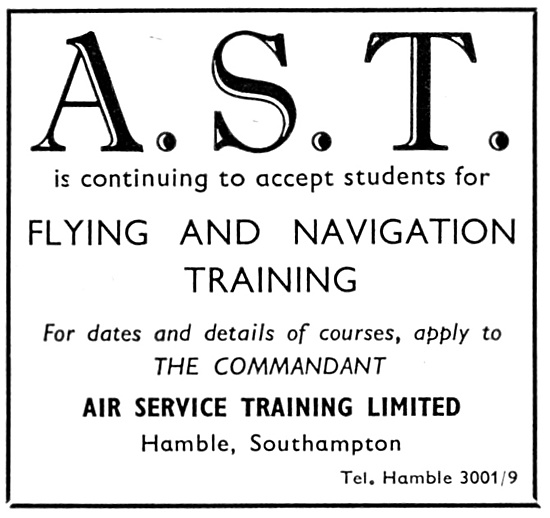 Air Service Training Flying Schools Hamble 1959                  