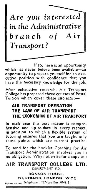 Air Transport College Courses In Air Transport Administration    