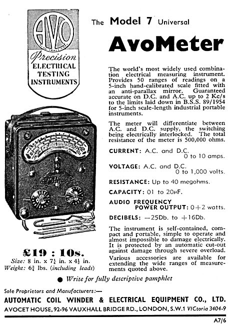 AVO Model 7 AvoMeter Electrical & Electronic Test Equipment      