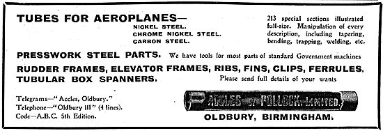 Accles & Pollock Tubes For Aeroplanes                            