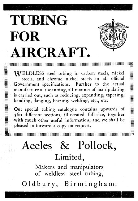 Accles & Pollock Tubing For Aircraft                             