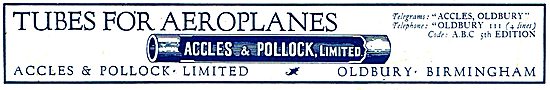 Accles & Pollock Tubes For Aeroplanes                            