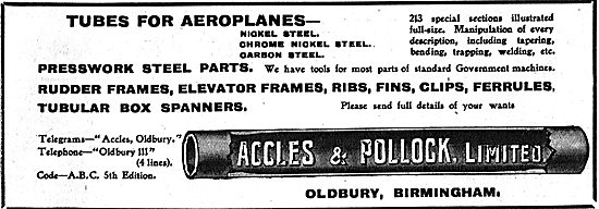 Accles & Pollock Steel Tubes For Aeroplanes                      