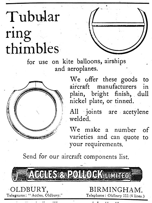 Accles & Pollock Tubular Ring Thimbles For Aircraft              