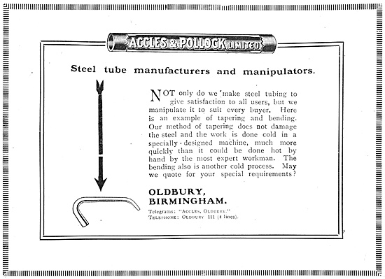 Accles & Pollock Steel Tubes For Aircraft                        